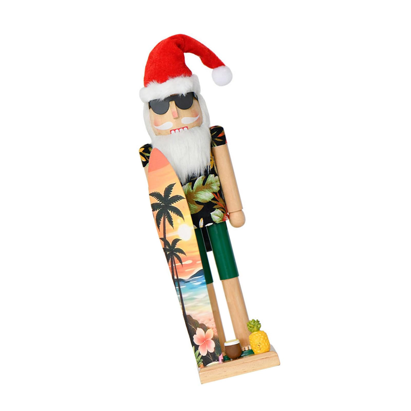 NMFLAB Summers Nutcrackers Decorations Christmas Nutcrackers in July Surfer Santa Nut Crackers Figure for Party Festival Decors Summers Decorations