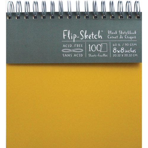 Global Art 960050 8-Inch by 8-Inch Flip Sketch Wire Bound Blank Sketchbook, Butternut, 100 Pages