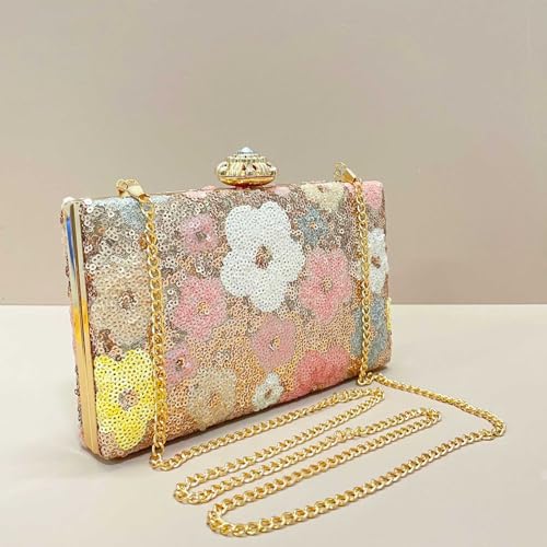 Clutch Purses for Women, Sequins Evening Bag, Hard Box Crossbody Bag miniatura 7