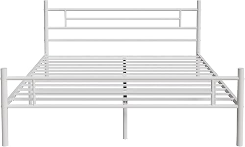 Miniatura 16 de Novilla - Base de cama con cabecera y estribo, plataforma de metal de 14 pulgadas con almacenamiento debajo de la cama, no necesita somier, soporte
