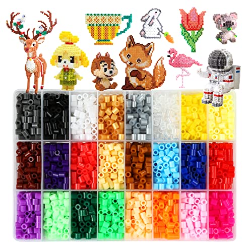 Moncolis 3600 Stück Bügelperlen Steckperlen 5mm 24 Farben Perlen Set in Aufbewahrungsbox zum Basteln DIY Weihnachten Geschenk Mädchen Jungen Cover