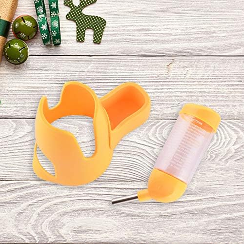MOACC Hamsters Water Bottle Automatic Feeder Water and Food Dispenser for Small Animals,Guinea Pig,Rat,Rabbit,Dwarf,Gerbil,Chinchilla,80ml,Yellow