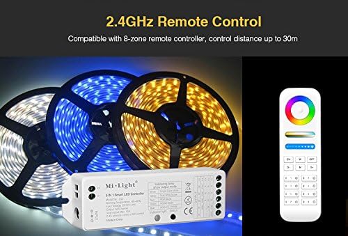 LIGHTEU®, Miboxer Milight 5 in 1 Smart LED Strip Controller, Remote and APP Control Support Alexa or Google Home Voice Control, DC12V/24V, LS2