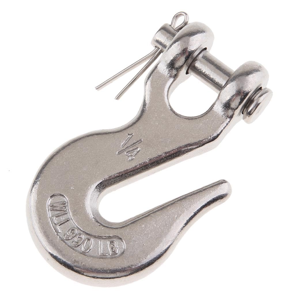 ZDCBMDB [Motorcycle Parts] 316 Stainless Steel Clevis Grab Hook Rigging Tow Winch Equipment 1/4' [Easy to Replace]