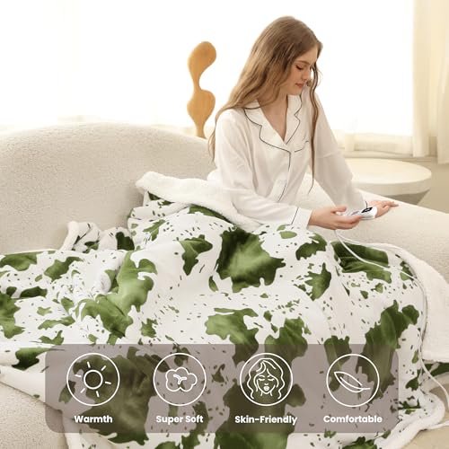 Image of Heated Blanket Full Blanket - Fast Heating Electric Blanket, Soft Flannel Heated Throw with 4 Time Settings,10 Heating Settings, Warm Gifts for Women & Mom & Grandma