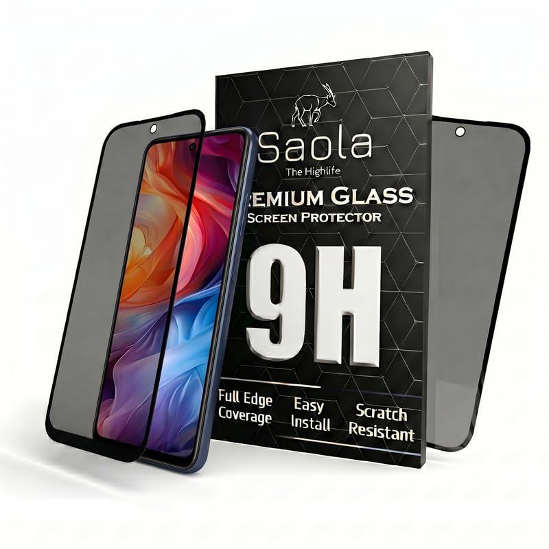 Image of Saola Ultra Privacy Tempered Glass For Lava Blaze 3 5G (PACK OF 1) with Free Installation Kit. Full screen Coverage. Free Replacement If Received Damaged - 6.6 inch