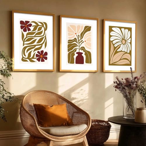 Image of kotart Boho Art Home Decoration Painting | Paintings With Frame For Living Room Bed Room Hotel Wall Decor Digital Reprint Set of 3 (35x37 Inch)