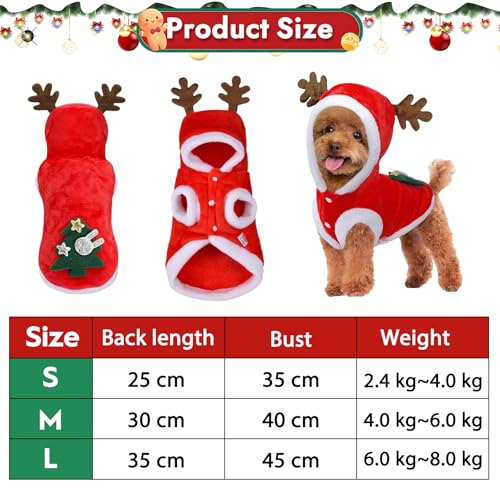 Hundekostüme Weihnachten Elchkostüm, Haustier Weihnachtskostüm, Katzen Kleidung Weihnachtens, Katze Hund Weihnachtskostüm, Hundebekleidung für Winter Frühling Weihnachten (S)