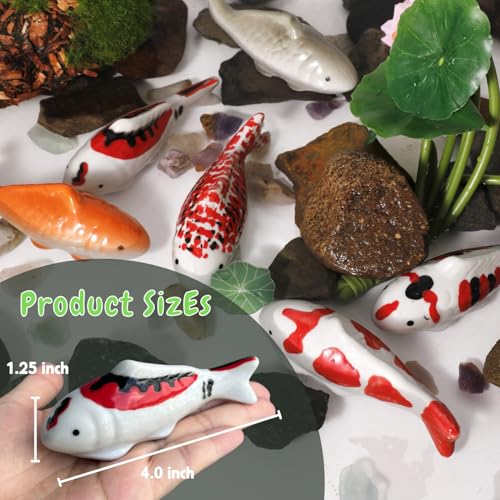 Image of 6PCS Ceramic Floating Koi Fish 6PCS Floating Foam Lotus Flower Koi Pond Accessories Pond Decor Floating Aquarium Decor Birdbath Decor 【Complete Collection】