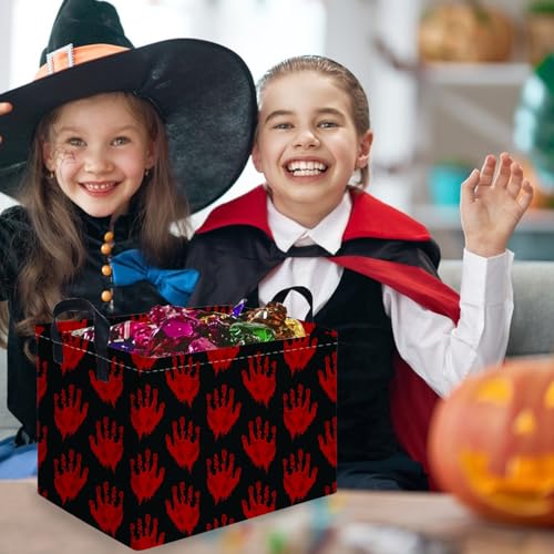 Image of Halloween Ghost thriller basket,Empty Halloween basket,Horror and thriller decor,Trick or Treat Box for Boys and Girls,Horror decor(Handprint)