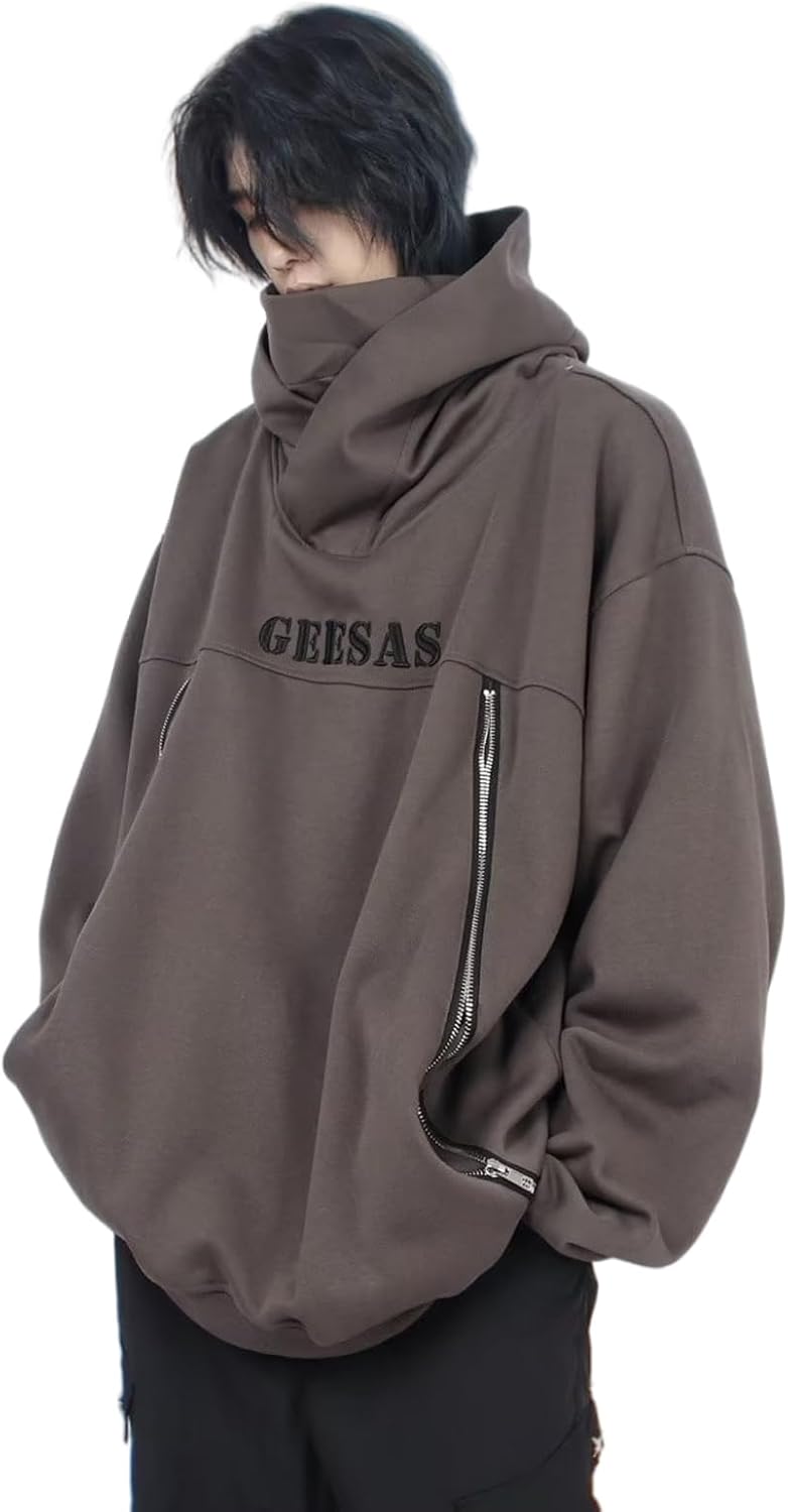 Harajuku Zipper Hoodie Gothic Embroidered Letter Hat Shirt Y2K Zipper Retro Loose High Street Hoodie