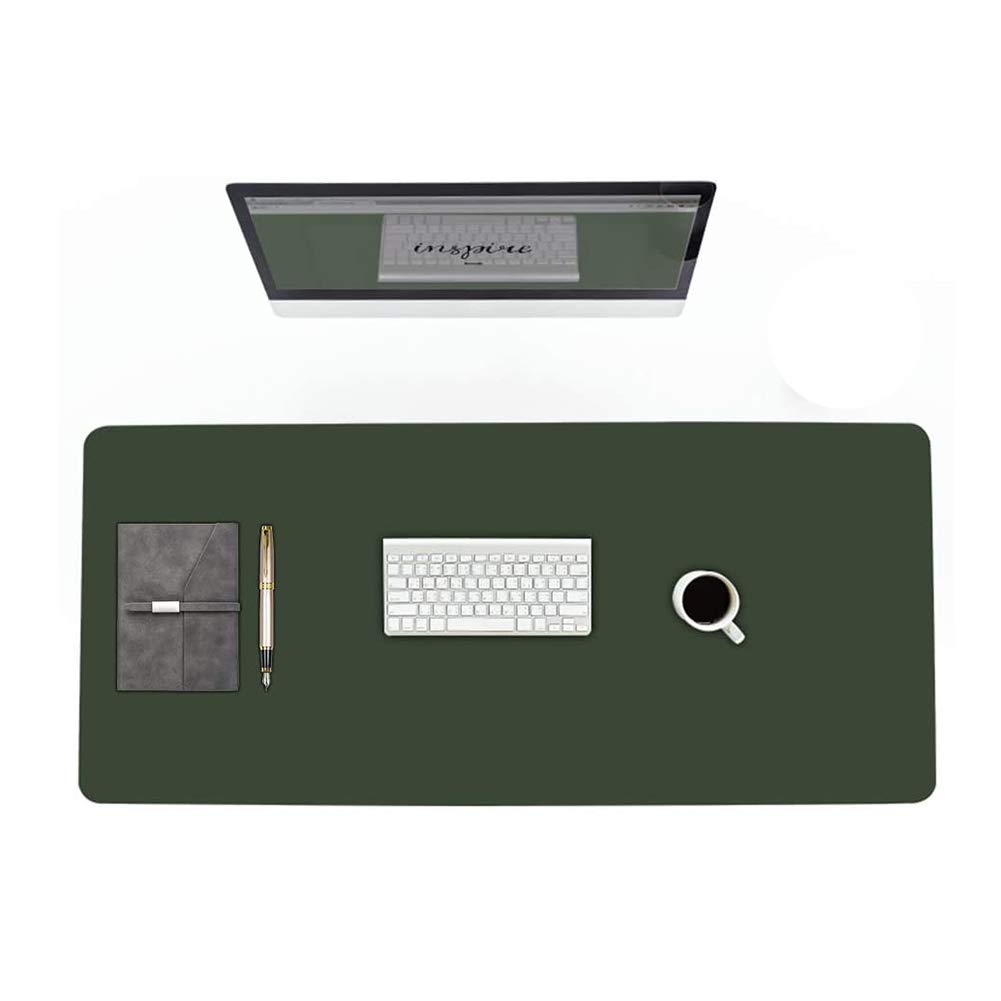 Non-Slip Noiseless Desk Pad, Dual-Sided Laptop Desk Mat, Desk Blotter PU Leather Mouse Pad for Office Home Game School (1PACK),Dark green,31"x 16"