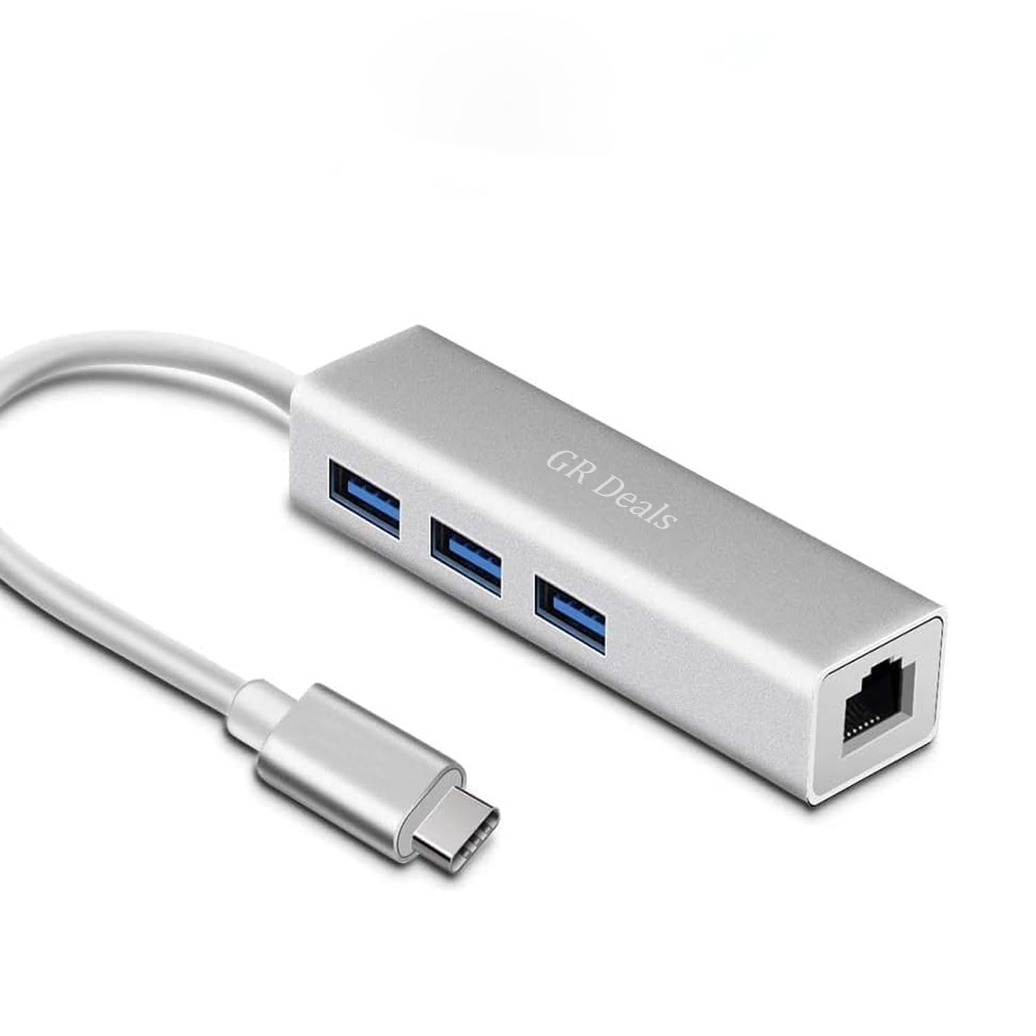 GR Deals USB-C to Ethernet Adapter RJ45 Compatible with MakBook Air/Pro, Mak, H/P, Sam-Sung, and More - USB Type-C 100 Mbps 3 USB Multiports Hub 3.0 Ultra Slim.(Silver)-image-15