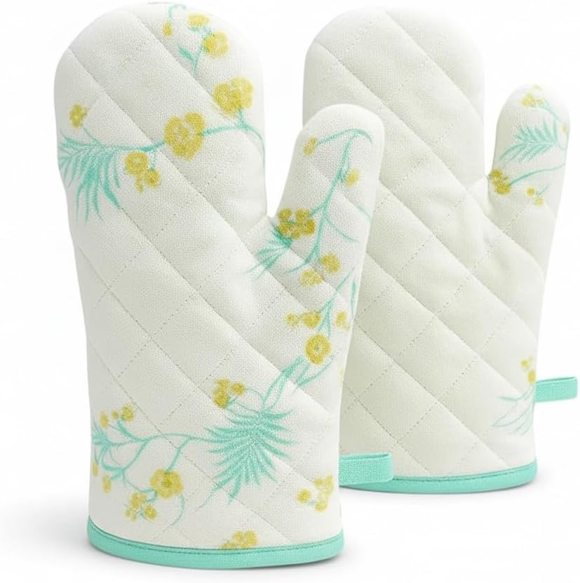 1 Pair (2 Pcs) of Oven Mitts – Heat Resistant Oven Gloves Kitchen, Safe for Baking, BBQ, Grilling - Cooking Gloves – Soft & Durable - Machine Washable – Silwervare Print