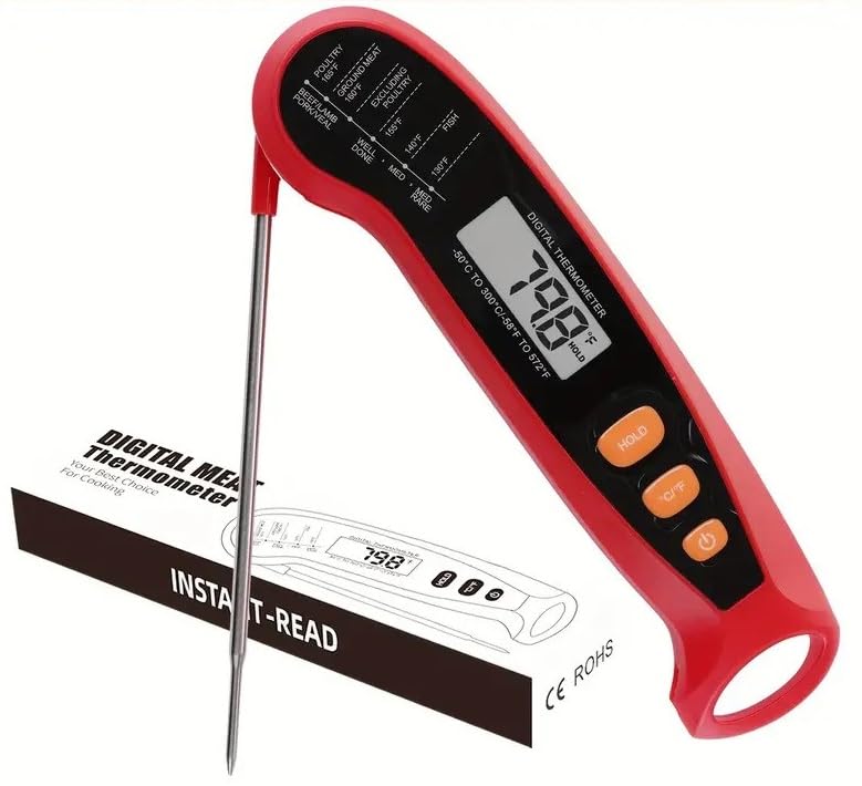 Meat Thermometer Digital - Fast Instant Read Food Thermometer for Cooking, Candy Making, Outside Grill - Waterproof, Backlit Display, Hold Function