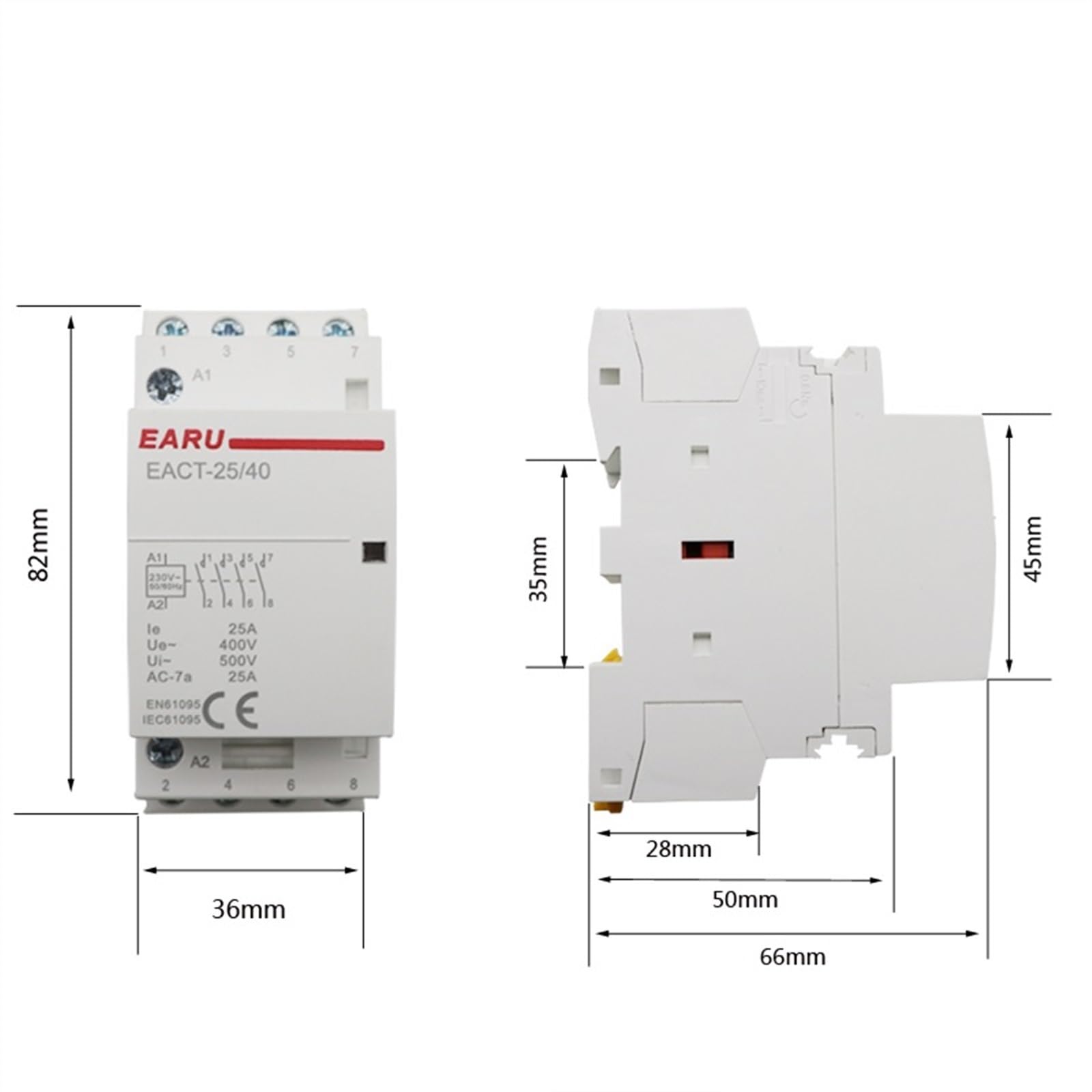 Controlador de Interruptor de Contactor Modular for el hogar, Carril DIN, 4P, 16-25A, CA 220V, 230V, 50/60Hz, 4NO, 4NC, 2NO, 2NC, casa Inteligente, Hotel(25A-4NO)
