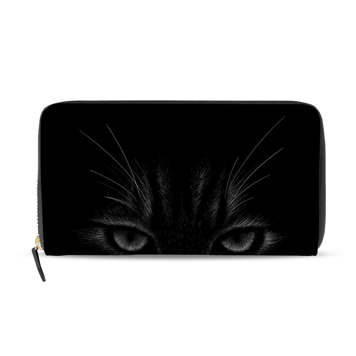 Portefeuille en cuir long motif chat noir de qualité - 7