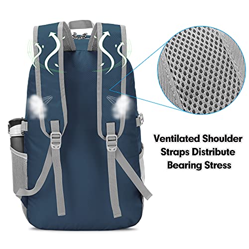 Image of ZOMAKE Lightweight Packable Backpack, 35L Foldable Daypack (Navy Blue) | Light Hiking Backpacks Water Resistant Collapsible Day Pack for Travel, Everyday Carry, Multi-Pocket Layout, Heavy Duty Nylon