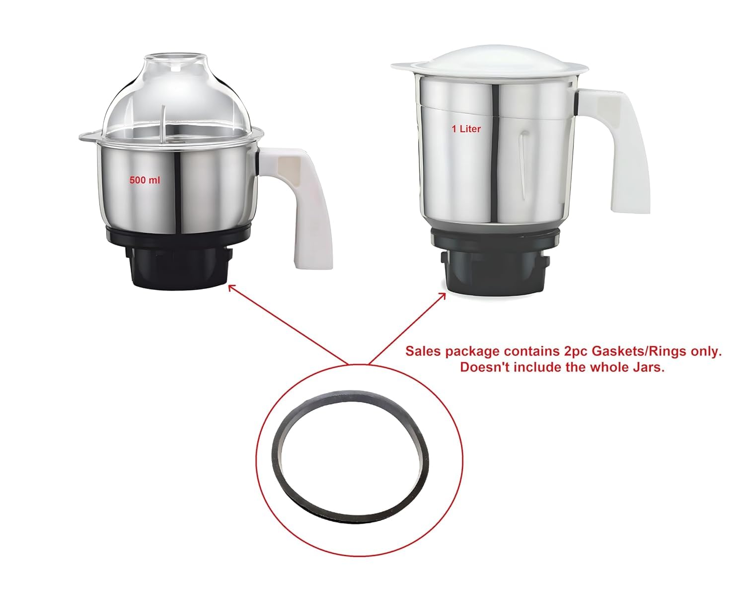 Compatible Replacement Gasket Combo for Preethi Mixer Grinder Jars | 1 Small (8.5 cm) + 1 Medium (11 cm) + 1 Big (12.8 cm) Rubber Sealing Rings | 3 Units — Amazon image 3