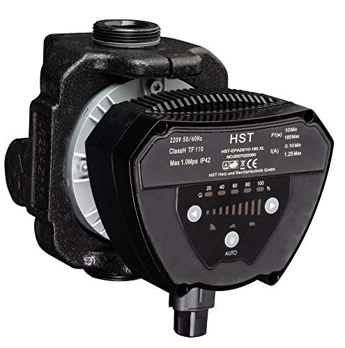 Hocheffiziente Heizungspumpe/Umwälzpumpe HST EPA 25/10-180 XL; inkl. Verschraubungen und Dichtungen; Förderhöhe 10Meter, Fördermenge 7m³/h, Energieklasse A