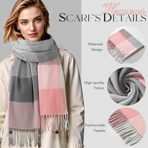 Scarf for Women - Scarves for Women Winter Warm Knit Large Plaid, Cashmere Womens Scarf3