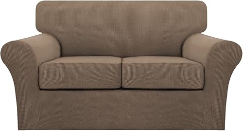 Miniatura 149 de Turquoize Fundas de sofá de 4 piezas para sofá de 3 cojines, funda de sofá suave para perros, fundas de sofá lavables con 3 fundas de cojín Biscotti