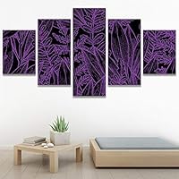 SIGNWIN 5 Panel Canvas Wall Art Modern Art Decorative Elements Fun Illustrations Leaves Multicolor Patterns for Home Decorations Ready to Hang - 60