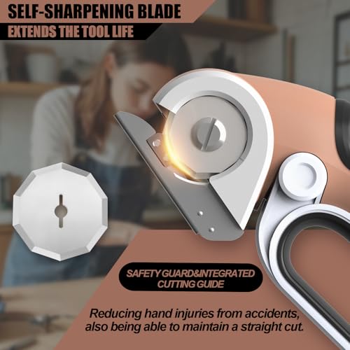 Image of ZEITE 4V Cordless Electric Scissors Cardboard Cutter with 2 Blades,Storage Case,Rotary Cutter for Box Plastic Carpet Fabric, Easy to Hold and Safe,Mocha