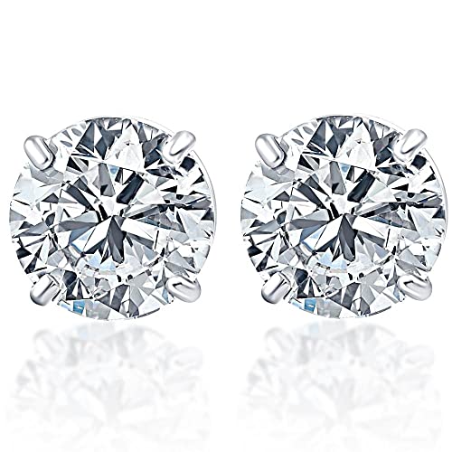 Pompeii 3/8 Ct Round Brilliant Cut Natural Diamond Stud Earrings in 14K Gold Basket Setting
