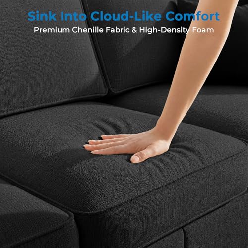 Image of Mjkone 3 Piece Living Room Furniture Sets, 82 inch Width 3 Seater Sofa Couch and Loveseat and Chair Set, Modular Sectional Sofa Couch Sets, Sofas Couches Set for Living Room Bedroom Home Office, Dark Grey