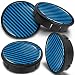 Produktbild SkinoEu 4 x 60mm Universal Schwarz Blau Kohlenstoff Alufelgen Nabenkappen Felgen Kappen Felgendeckel Radkappen Radnabendeckel Nabendeckel Felgenkappen CX 14