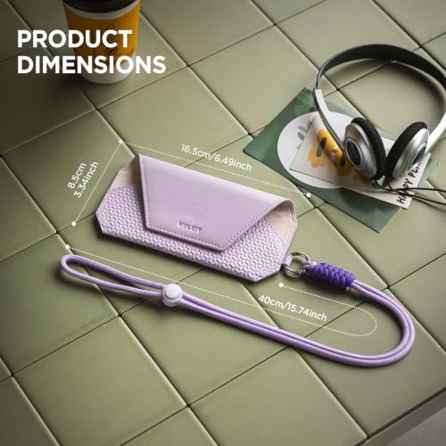Image of VULKIT Portable Eye Glasses Case for Women & Men, Slim Sunglass Case, Unisex Eyeglass Case, with Adjustable Neck Lanyard