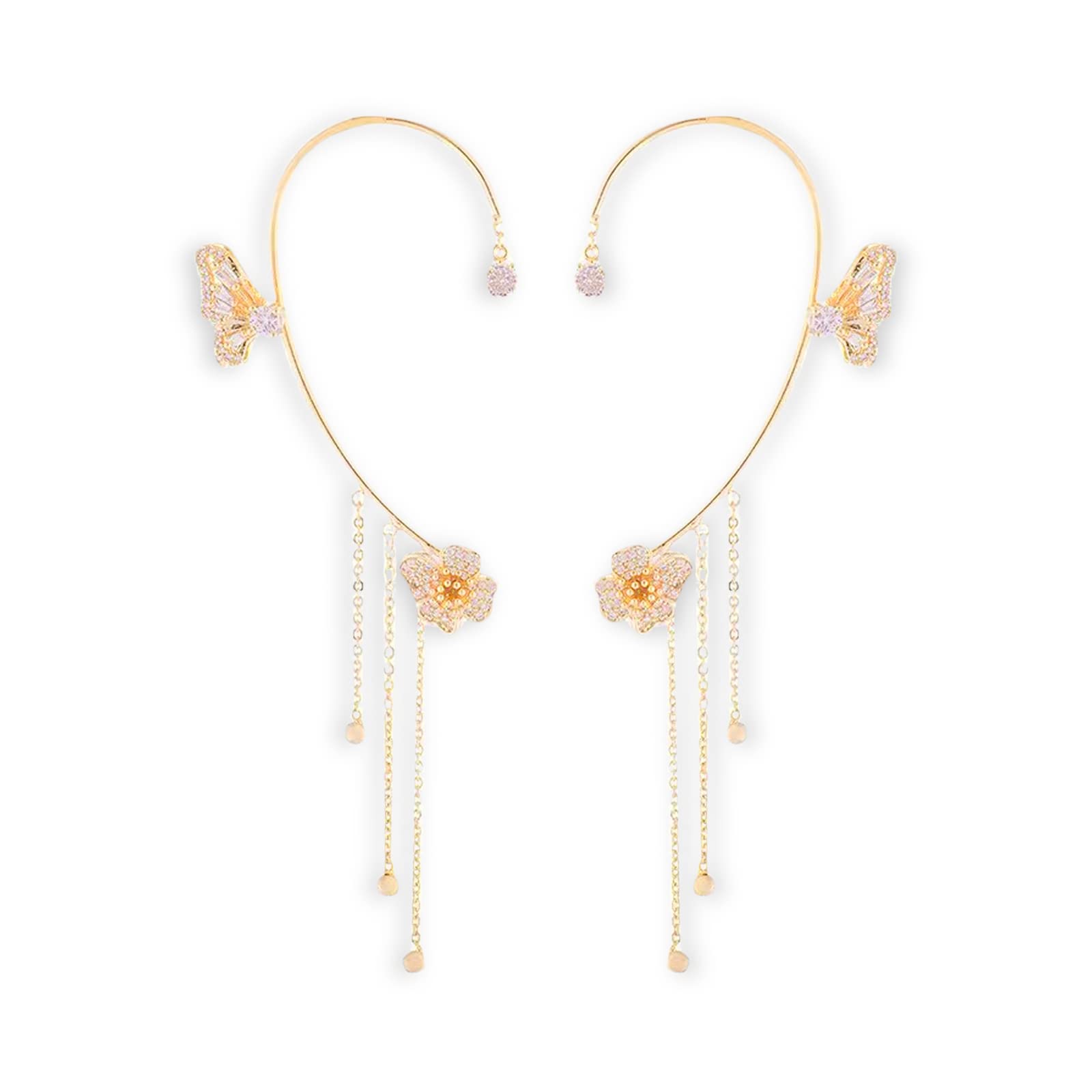 Glitter Rhinestone Butterfly Ear Cuff for Women Butterfly Tassel Style Zircon Earrings No Piercing Clip Earrings, Metal, No Gemstone (B0BGBRJQPD) Amazon Price History, Amazon Price Tracker
