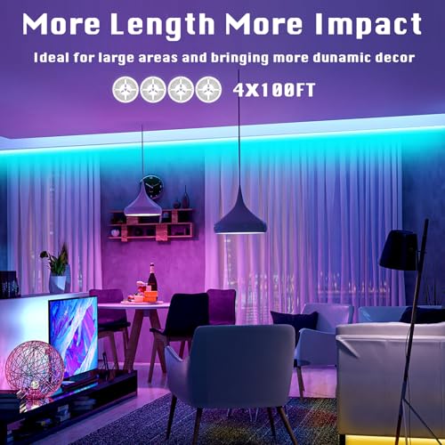 Image of dalattin Led Lights for Bedroom 400ft, 24V Led Strip Lighting with IR Remote /Bluetooth App Control, Music Sync RGB Color Changing via App, for Room Party Festival Decor(4 Rolls of 100ft)