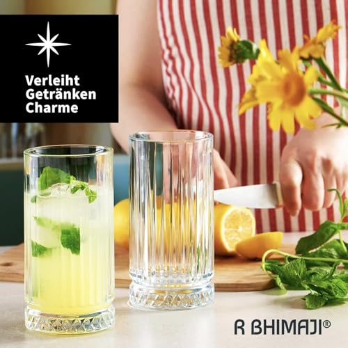 Image of Premium Crystal Water Glass Set of 6 - Highball Drinking Glasses Set for Home - Glass Set for Water Juice Shakes Mojito Cocktail Colddrinks (Stand Dimaond)