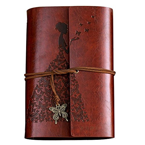 Modana Butterfly Journal Refillable Travelers Notebook Premium Retro Spiral Notebook Vintage Binder Embossed Travelers Journal For Art Sketch Travel Diary And Journal Records(Dark Brown, A6) #TOP7