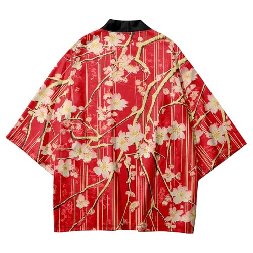 Image of LAI MENG FIVE CATS Women's Floral Print Loose Blouse Japanese Kimono Tops | Puff Sleeve,Cover up Top,Casual Cute Tops,Summer Cardigans 2026