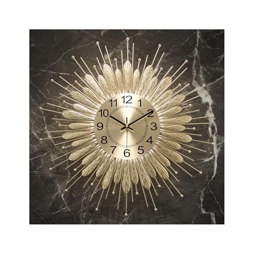 Gold Wall Clock 23 Inch Sunburst，Mid Century Decorative Wall Clocks Battery Operated Sunburst Large Modern Handmade Home Art Decor for Living Room， Corridor, Staircase, Kitchen & Thoughtful Gift
