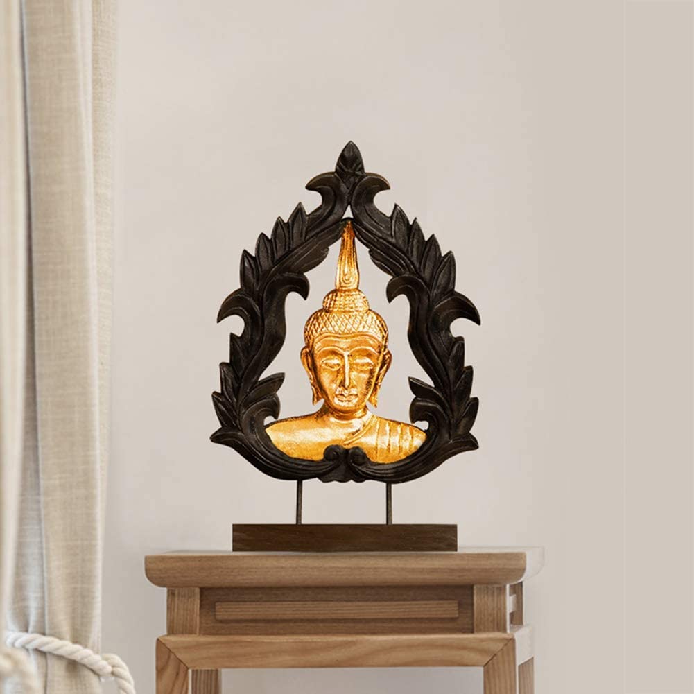 Amazon.co.jp: 仏像、タイ仏頭彫刻、木彫り仏陀の装飾ホーム仏教