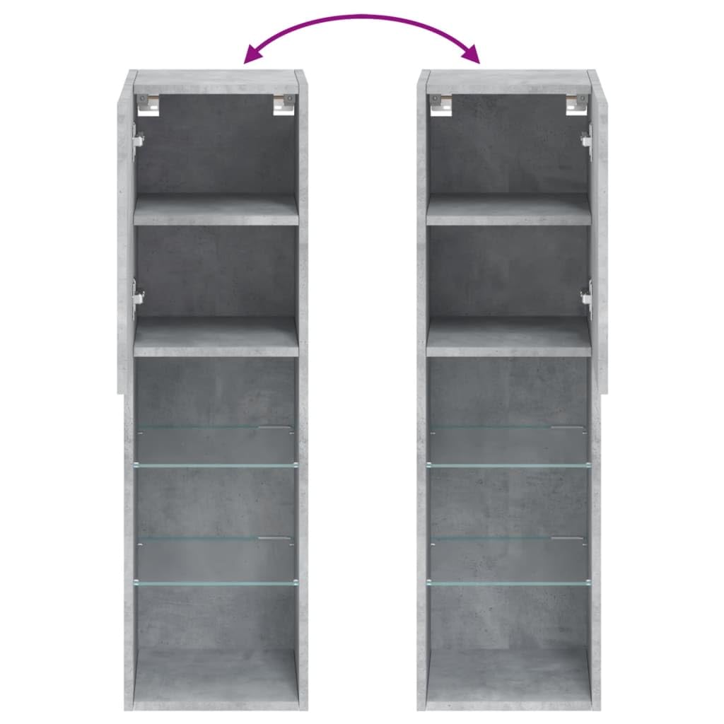 vidaXL Mueble para TV con Luces LED, Soporte Flotante con Almacenaje, Armario Consola de Pared, Mueble Multimedia de Salón Dormitorio, Gris Hormigón
