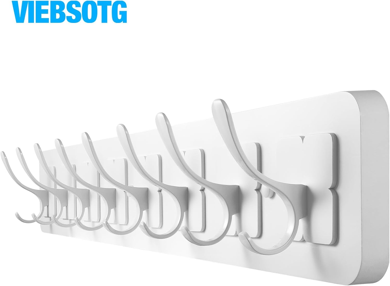 Coat Rack Wall Mounted,Wooden Wall Coat Rack with 8 Double Hooks for Hanging Clothes,Coats,Hats,Jackets,31.5inch (White, 8 Hooks)