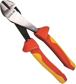 VDE 1000V Insulated Heavy-Duty Diagonal Cutting Pliers,IEC 60900 & ASTM F1505 Standard Professional CRV Industrial Side Cutters & Nippers,Designed for Electrician,S604 7 inches