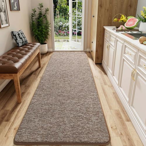 AROGAN Washable 2x8 Runner Rug for Hallway, Long Runner Rugs wtih Soft Memory Foam for Bedroom, Non Slip Backing Carpet Runners for Hallways, Kitchen, Bathroom, Entryway Home Decor, Matte Brown by AROGAN - Used condition - US$27.99