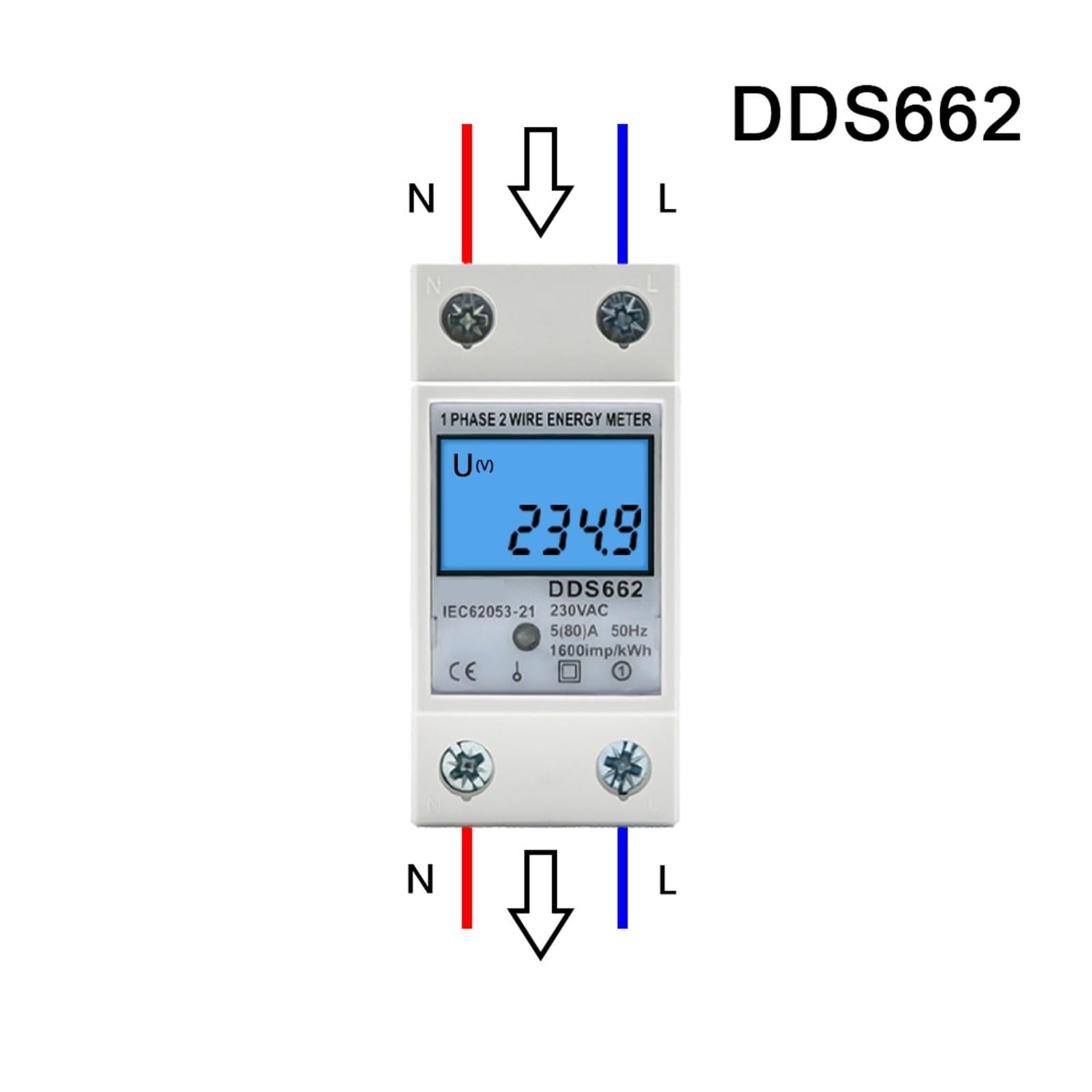 Cyfrowy licznik energii elektrycznej Cyfrowy Licznik Jednofazowy Na Szynę Din Reset Zerowego Licznika Energii KWh Napięcie Prądu Miernik Zużycia Energii Wattmeter Electricity(DDS668)