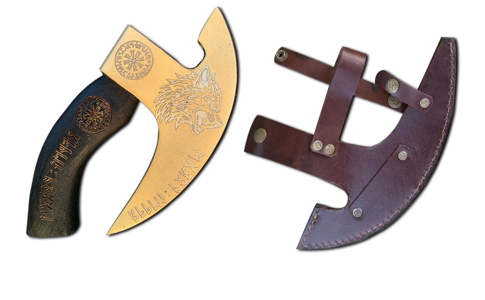 "Novahaven Fenrir's Fury Gold Pizza Cutter Axe – Unleash the Savage Precision of the Wolf! Dominate varje slice med ommatched kraft – ett legendary verktyg för elite chefer, pizza kriors, och True
