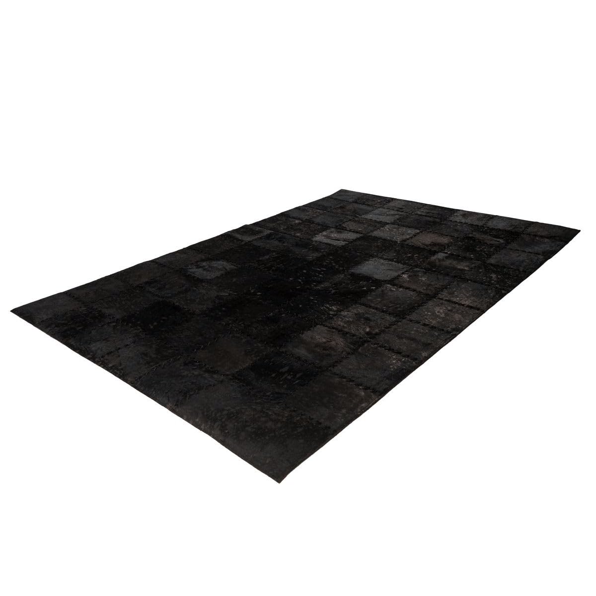 Paris Prix Tapis Patchwork en Cuir Fait Main Voila Noir 120 x 170 cm