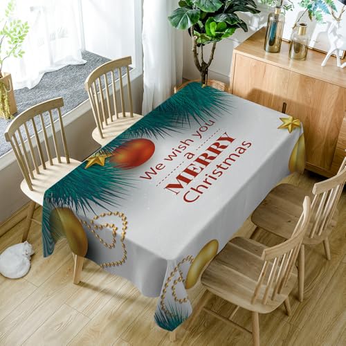 Mantel Antimanchas Navidad Naranja Dorada Mantel Mesa Cuadrada Poliéster Manteles de Mesa Impermeable Manteles Antimanchas para Casa Comedor Cocina Fiesta Mantel Tela(140x140cm)