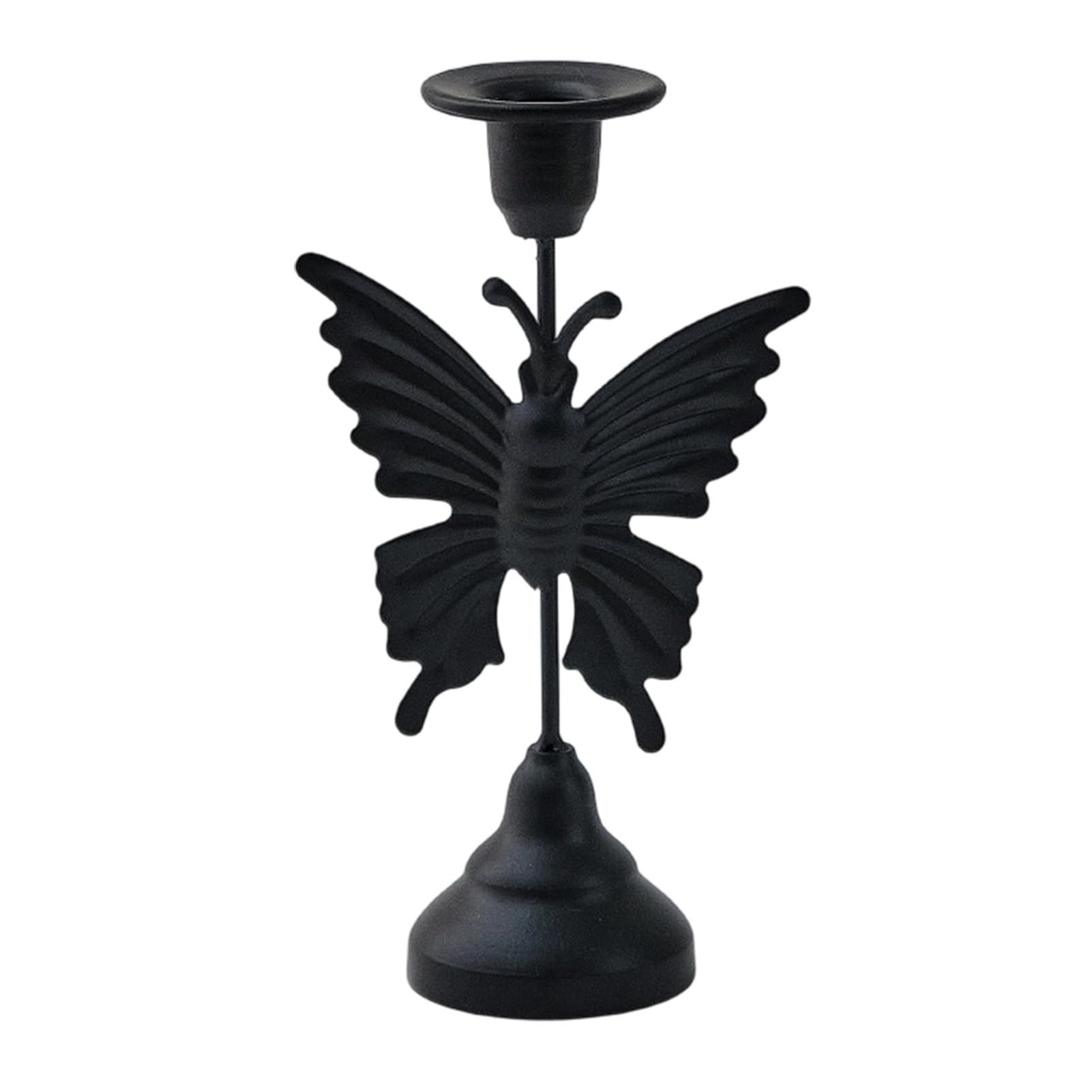 sugerou Reusable Metal Candle Holder with Distressed Taper Candle Stand Design, Minimalist Iron Candlestick for Romantic Dinner Decor, 17.5cm Height, Farmhouse Centerpiece Black C