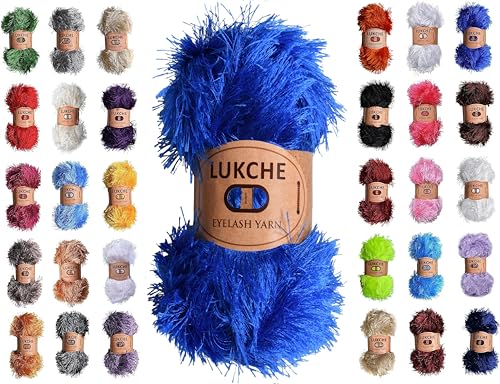 Image of Eyelash Fun Fur Yarn Premium 100% Polyester 164 Yds (150 Mt), 3.53 Oz (100 Gr) Colorful Crochet Yarn Dıy Hand Knitting. (Royal Blue, 1 Skein)