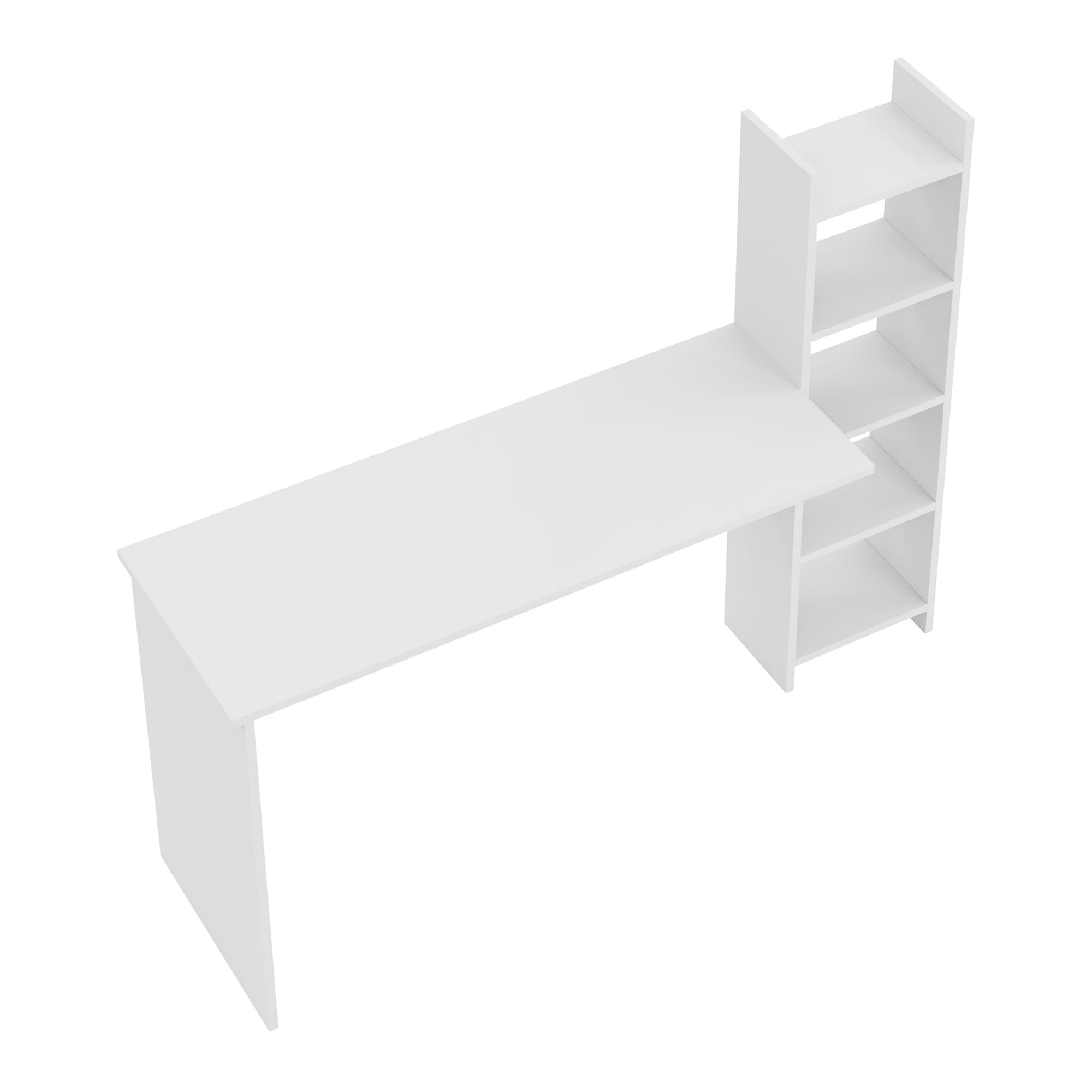 [en.casa] Scrivania con Scaffale Integrato Tavolo da Ufficio Studio con Piano 120 x 45 cm e Ripiani Laterali Postazione PC Lavoro con Scomparti Aperti per Archiviazione - Bianco